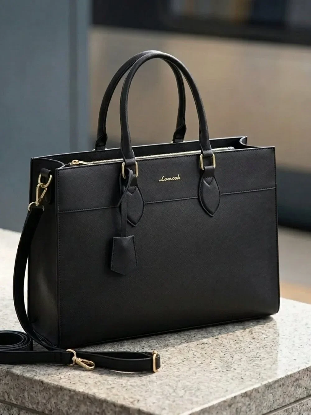 Laptop Bag Waterproof Laptop Tote Bag, Large Computer Briefcase Black